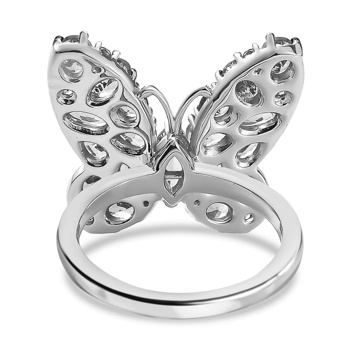 Tanzanite Butterfly Ring in Platinum Over Sterling Silver (Size 5.0) 3.50 ctw image number 4
