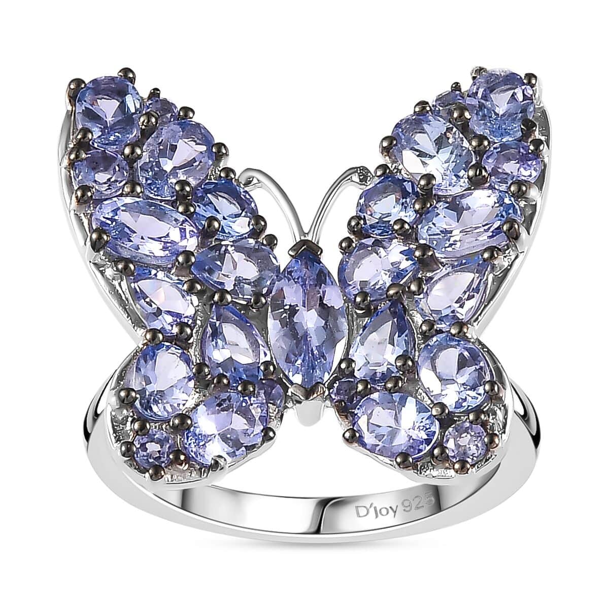 Tanzanite Butterfly Ring in Platinum Over Sterling Silver (Size 6.0) 3.50 ctw image number 0