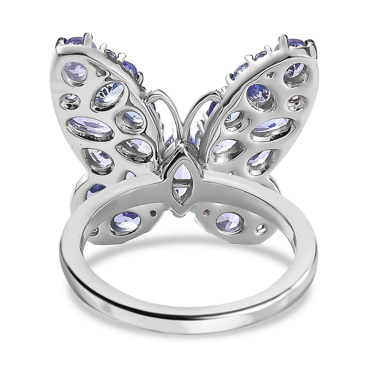 Tanzanite Butterfly Ring in Platinum Over Sterling Silver (Size 6.0) 3.50 ctw image number 4