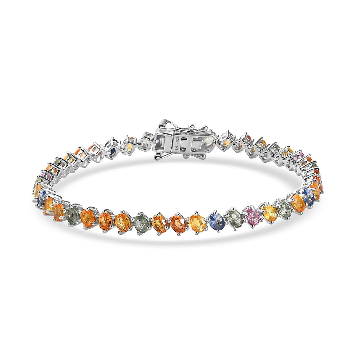 Multi Sapphire Sea Waves Bracelet in Platinum Over Sterling Silver (7.25 In) 11.85 ctw image number 0