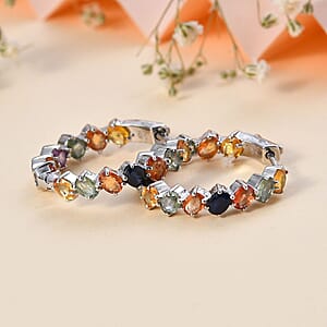 D'Joy Multi Sapphire Sea Waves Earrings in Platinum Over Sterling Silver 4.90 ctw