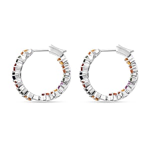 D'Joy Multi Sapphire Sea Waves Earrings in Platinum Over Sterling Silver 4.90 ctw