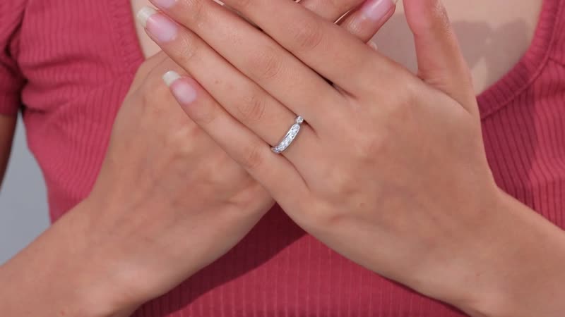 Moissanite Ring in Platinum Over Sterling Silver (Size 7) 0.50 ctw