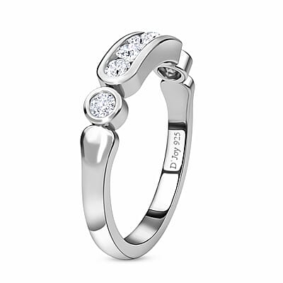 Moissanite Ring in Platinum Over Sterling Silver (Size 10.0) 0.50 ctw