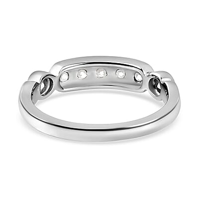 Moissanite Ring in Platinum Over Sterling Silver (Size 10.0) 0.50 ctw