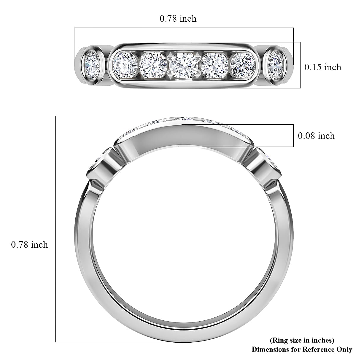 Moissanite Ring in Platinum Over Sterling Silver (Size 10.0) 0.50 ctw