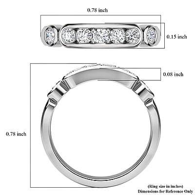 Moissanite Ring in Platinum Over Sterling Silver (Size 10.0) 0.50 ctw