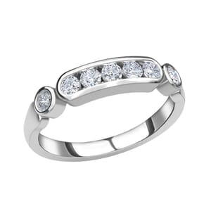 Moissanite Ring in Platinum Over Sterling Silver (Size 5.0) 0.50 ctw