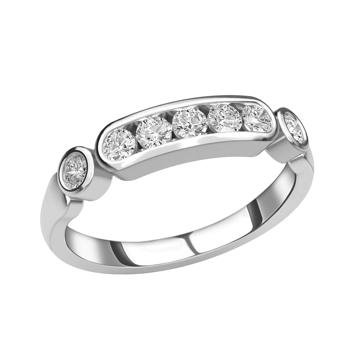 Moissanite Ring in Platinum Over Sterling Silver (Size 7.0) 0.50 ctw image number 0