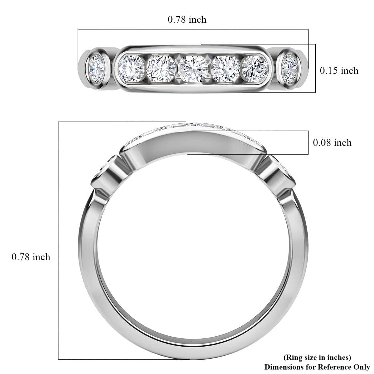 Moissanite Ring in Platinum Over Sterling Silver (Size 7.0) 0.50 ctw image number 5