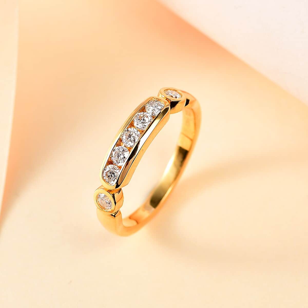 Moissanite Ring in Vermeil Yellow Gold Over Sterling Silver (Size 7.0) 0.50 ctw image number 1