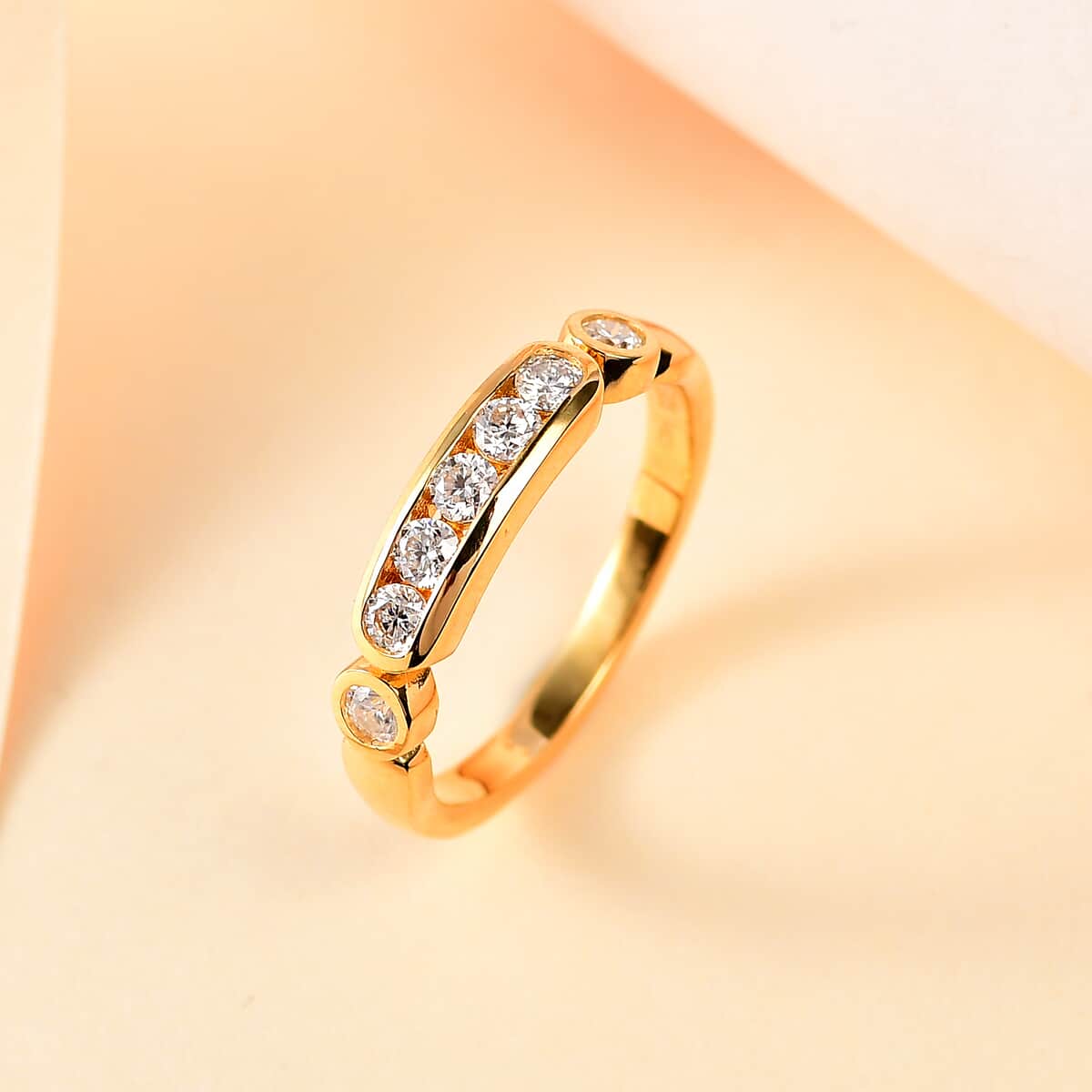 Moissanite Ring in Vermeil Yellow Gold Over Sterling Silver (Size 8.0) 0.50 ctw image number 1