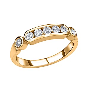 Moissanite Ring in Vermeil Yellow Gold Over Sterling Silver (Size 9.0) 0.50 ctw
