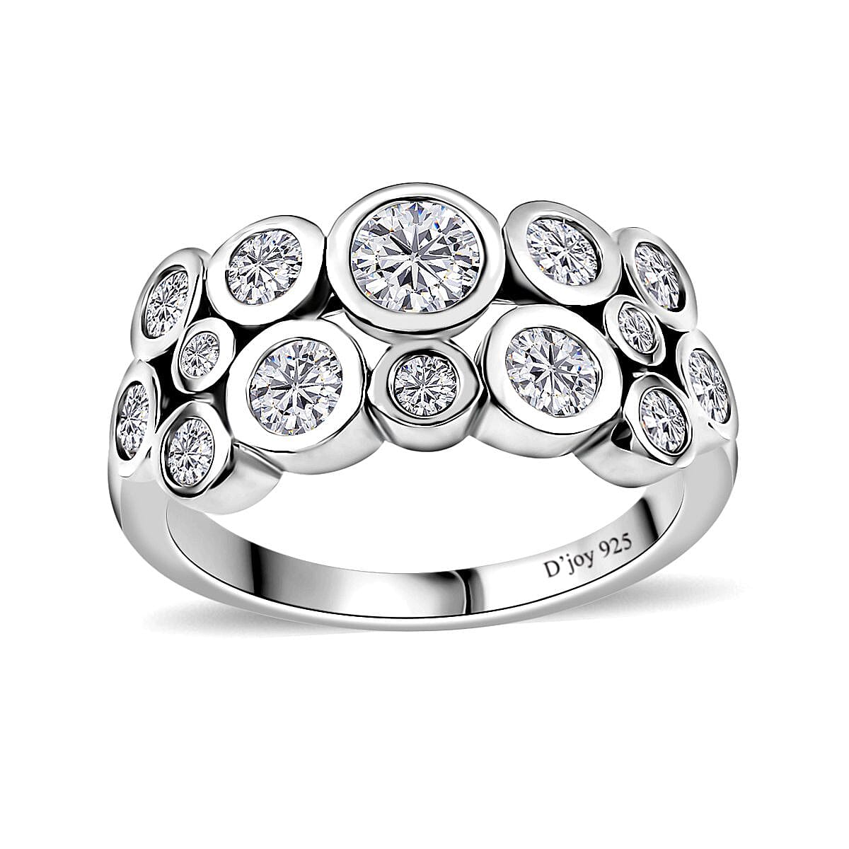 Moissanite Bubble Ring in Platinum Over Sterling Silver (Size 10.0) 1.25 ctw