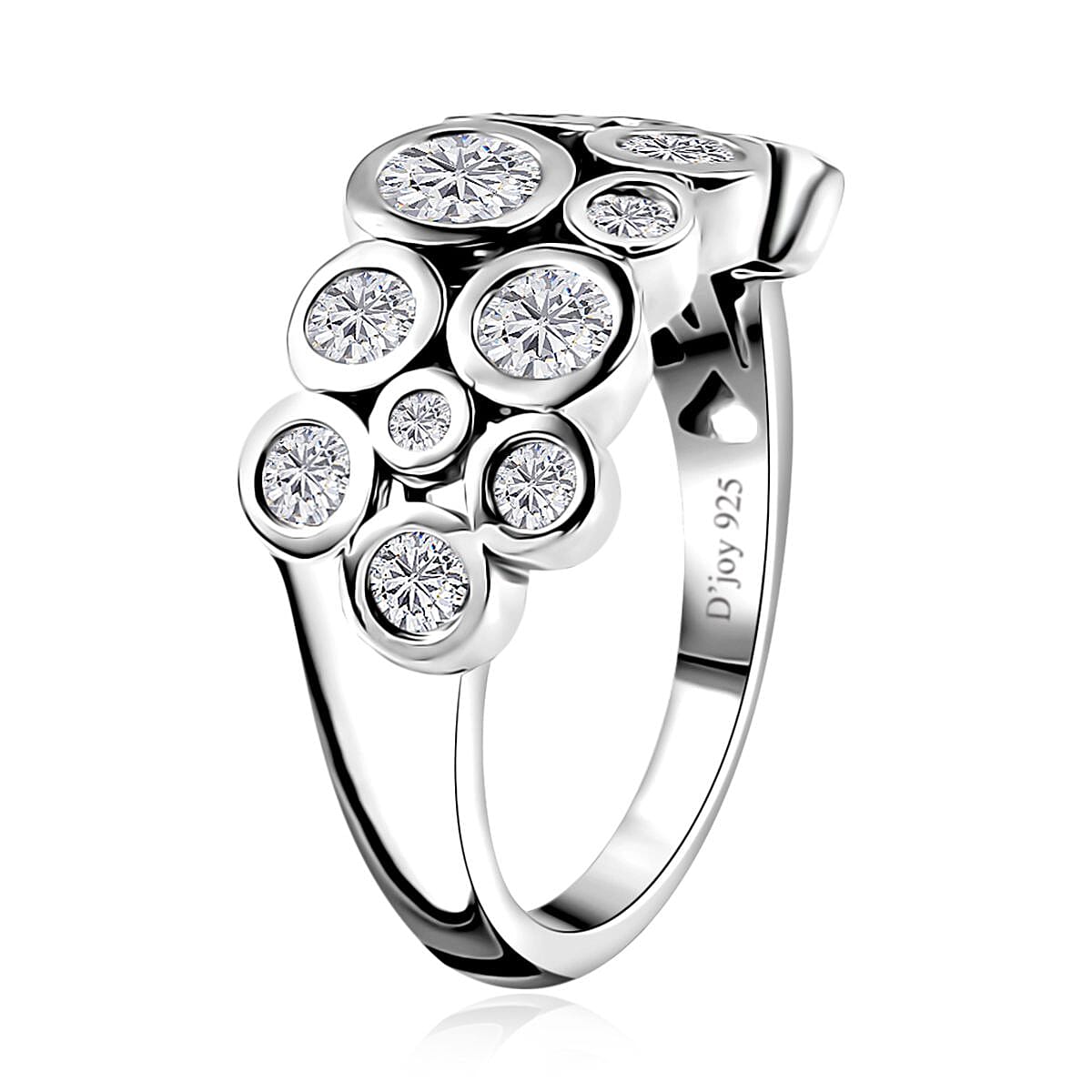 Moissanite Bubble Ring in Platinum Over Sterling Silver (Size 10.0) 1.25 ctw
