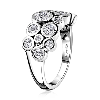 Moissanite Bubble Ring in Platinum Over Sterling Silver (Size 10.0) 1.25 ctw
