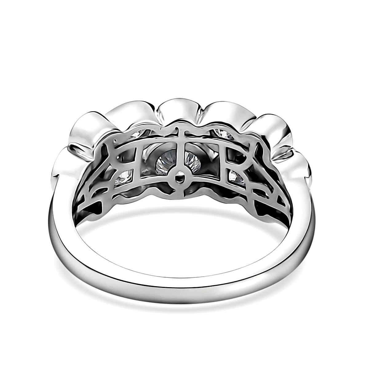 Moissanite Bubble Ring in Platinum Over Sterling Silver (Size 10.0) 1.25 ctw