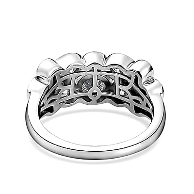 Moissanite Bubble Ring in Platinum Over Sterling Silver (Size 10.0) 1.25 ctw
