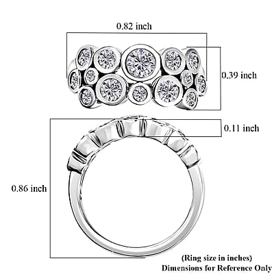 Moissanite Bubble Ring in Platinum Over Sterling Silver (Size 10.0) 1.25 ctw