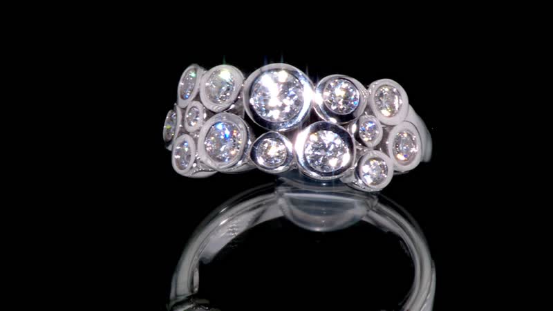 Moissanite Bubble Ring in Platinum Over Sterling Silver
