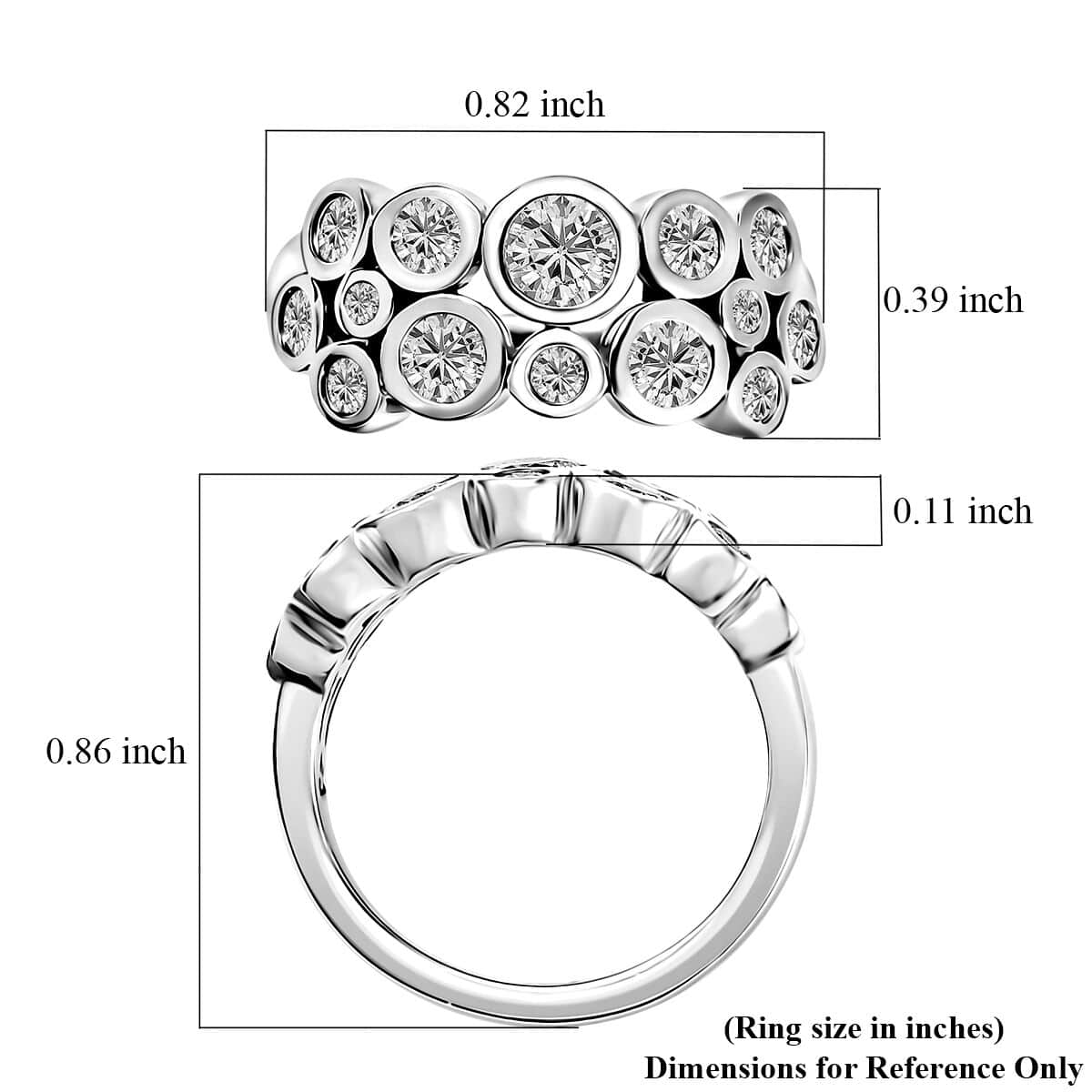 Moissanite Bubble Ring in Platinum Over Sterling Silver (Size 6.0) 1.25 ctw image number 5
