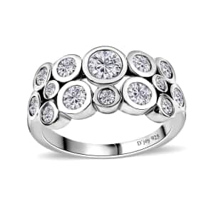 Moissanite Bubble Ring in Platinum Over Sterling Silver (Size 7.0) 1.25 ctw