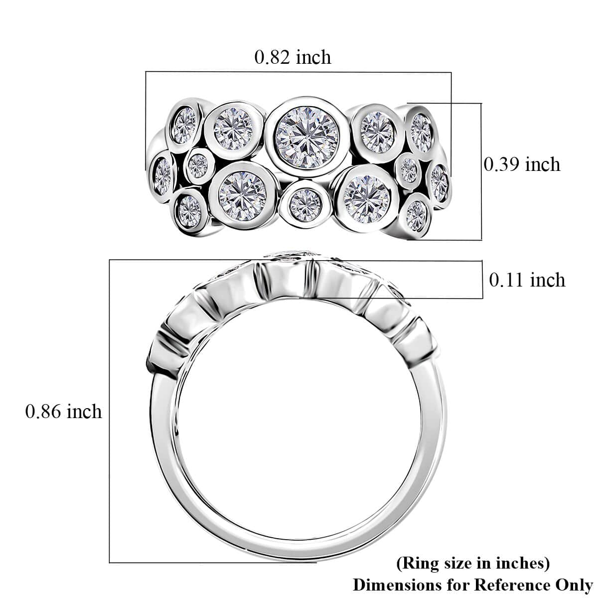 Moissanite Bubble Ring in Platinum Over Sterling Silver (Size 8.0) 1.25 ctw image number 5