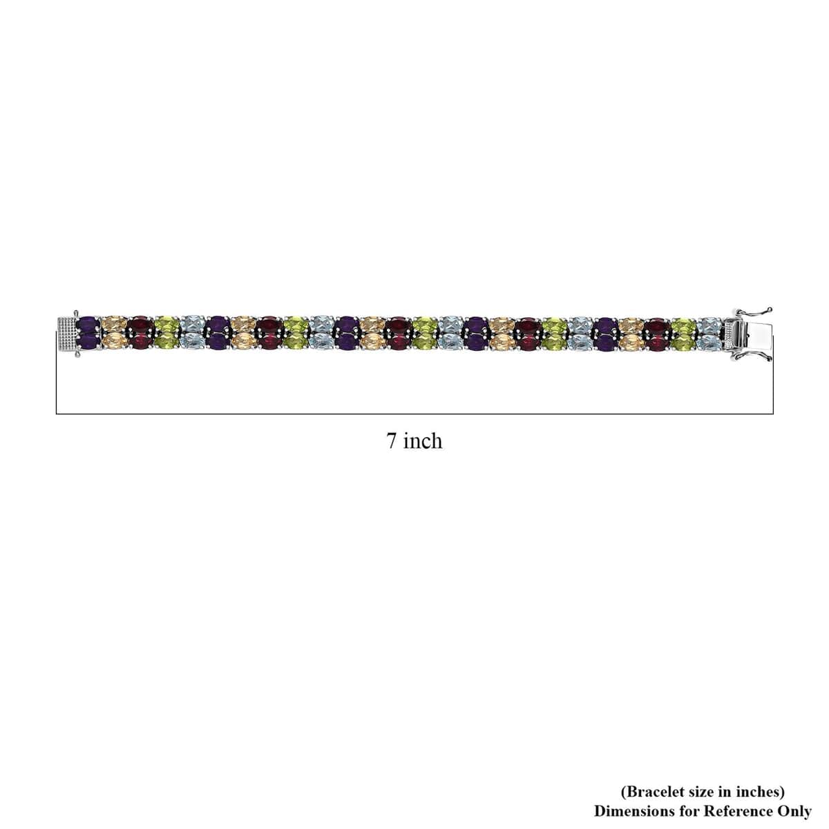 Doorbuster Multi Gemstone 2 Row Tennis Bracelet in Platinum Over Sterling Silver (6.50 In) 26.00 ctw image number 4