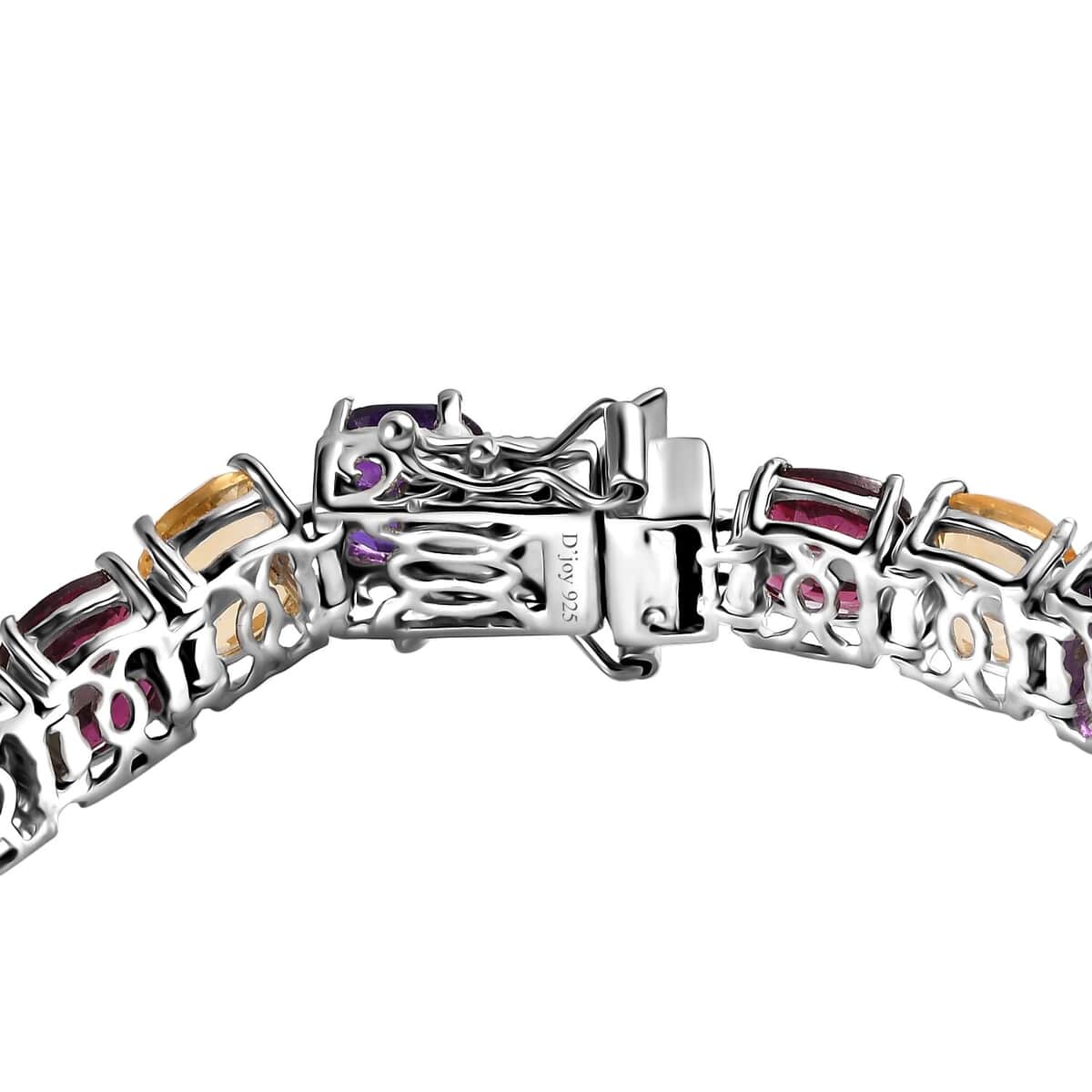 Multi Gemstone 2 Row Tennis Bracelet in Platinum Over Sterling Silver (7.25 In) 29.10 ctw image number 3