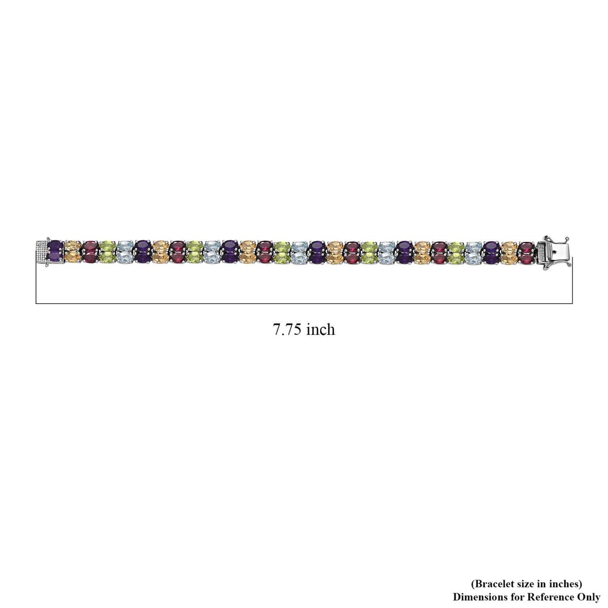 Multi Gemstone 2 Row Tennis Bracelet in Platinum Over Sterling Silver (7.25 In) 29.10 ctw image number 4