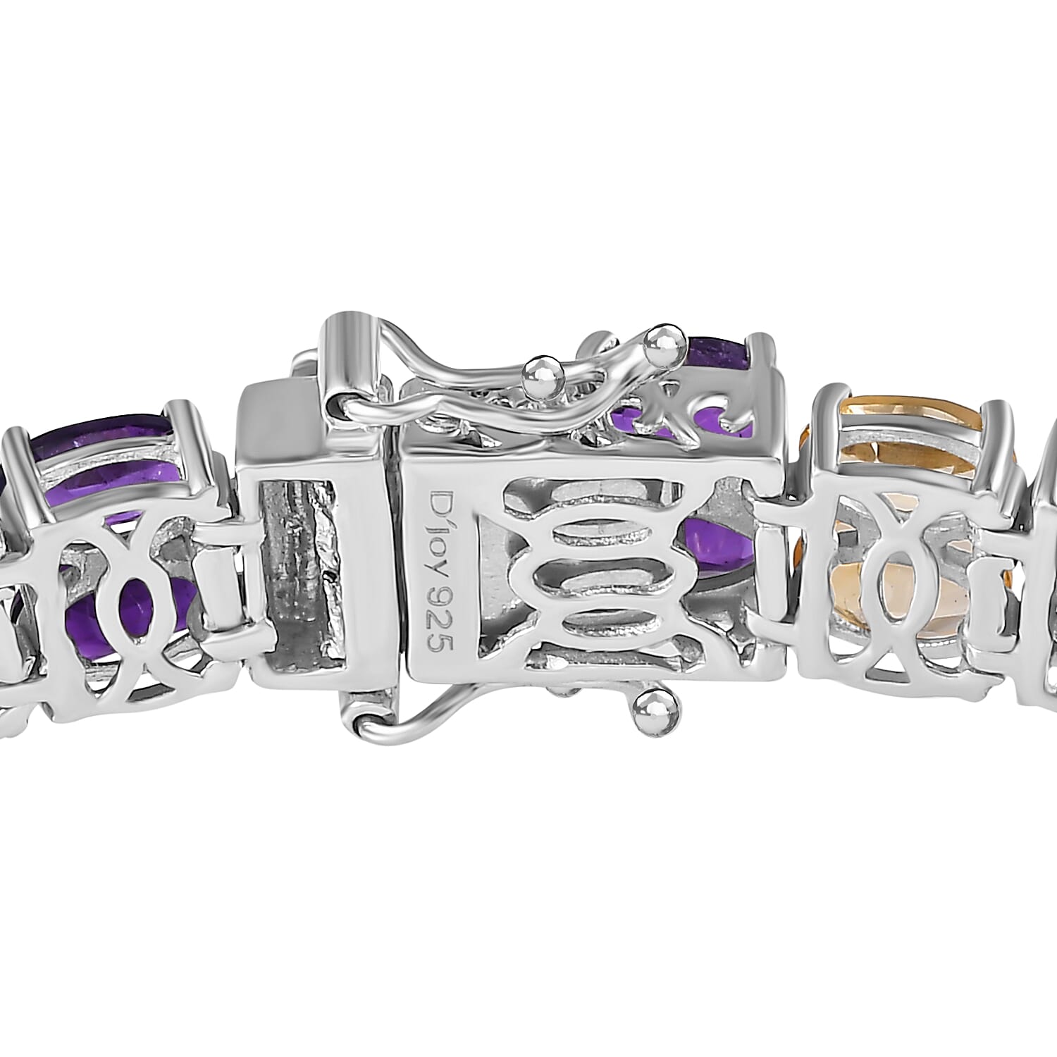 Buy Multi Gemstone 2 Row Tennis Bracelet in Platinum Over