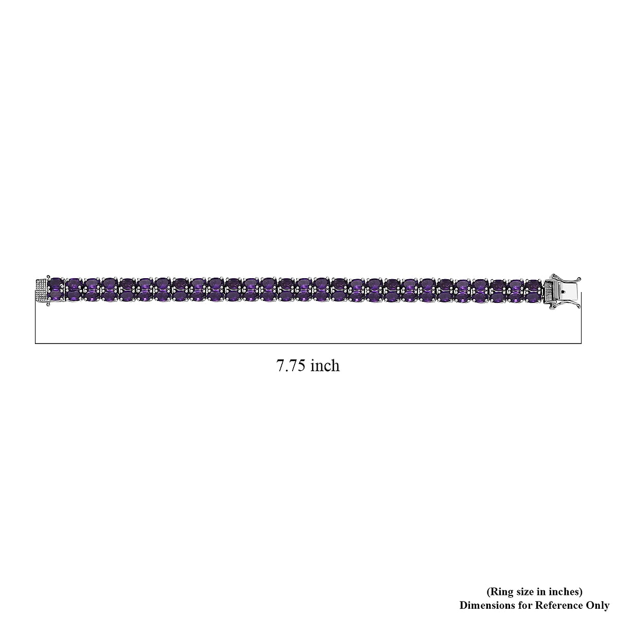 African Amethyst 2 Row Tennis Bracelet in Platinum Over Sterling Silver (7.25 In) 24.65 ctw image number 4
