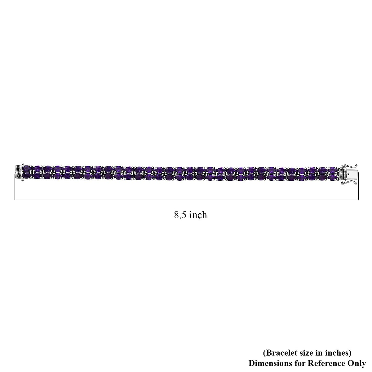 African Amethyst 2 Row Tennis Bracelet in Platinum Over Sterling Silver (8.00 In) 26.35 ctw image number 4