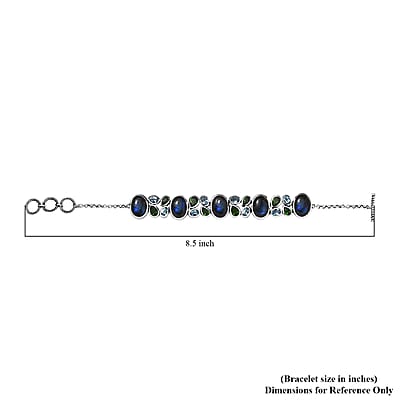 D'Joy Artisan Crafted Malagasy Labradorite and Multi Gemstone Bracelet in Sterling Silver (7.25-8.50In) 41.50 ctw