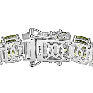 Premium Peridot 2 Row Tennis Bracelet in Platinum Over Sterling Silver (8.00 In) 26.75 ctw