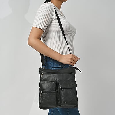 Black Genuine Leather Crossbody Bag