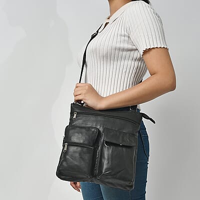 Black Genuine Leather Crossbody Bag