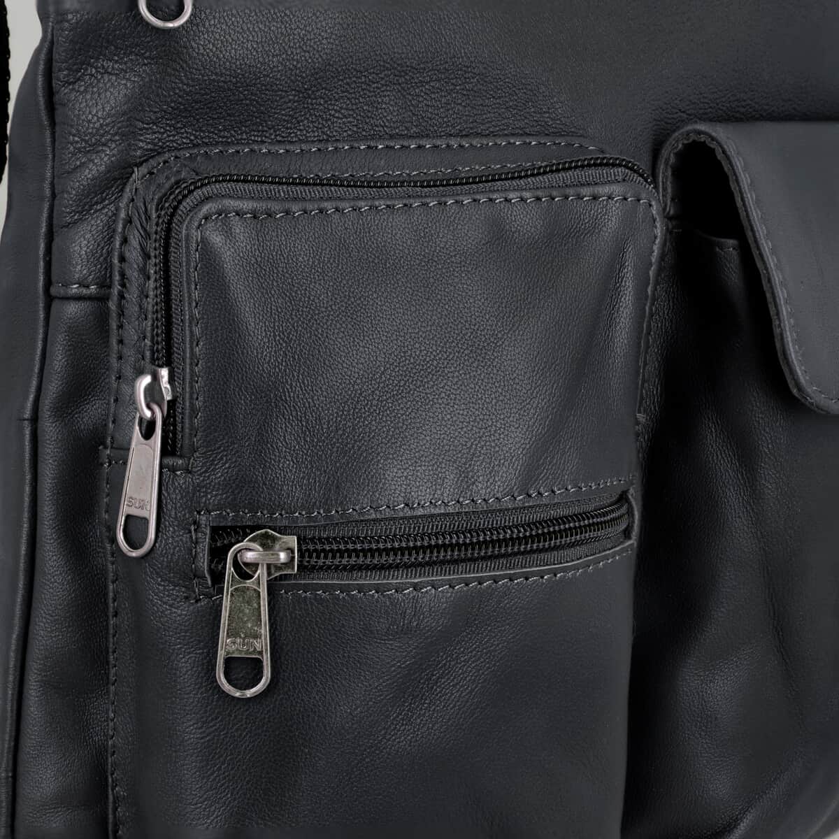 "100% genuine leather Crossbody sling bag Size -11(L) X 1.5 (W)X10 (H) INCH Color-Black" image number 4