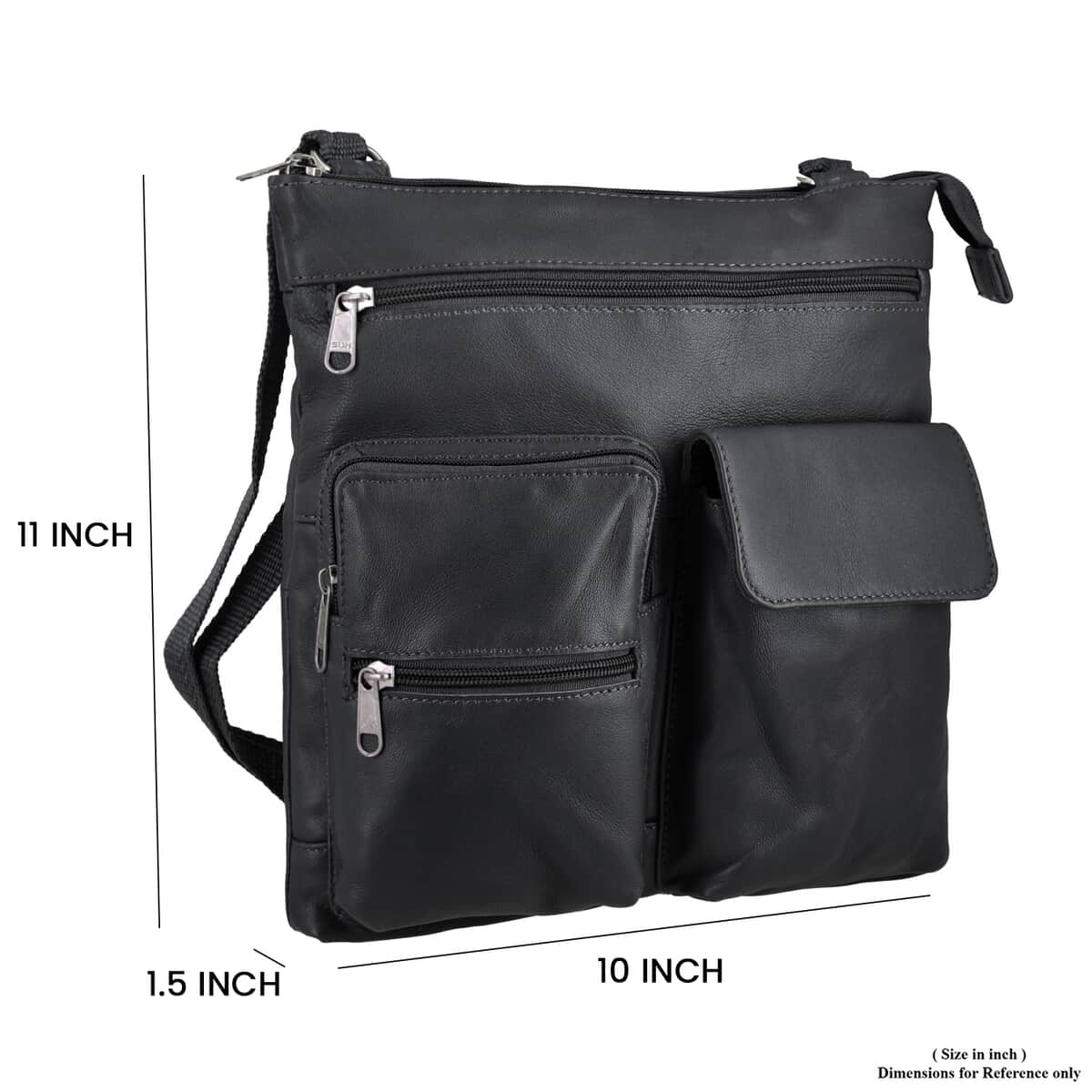 "100% genuine leather Crossbody sling bag Size -11(L) X 1.5 (W)X10 (H) INCH Color-Black" image number 6