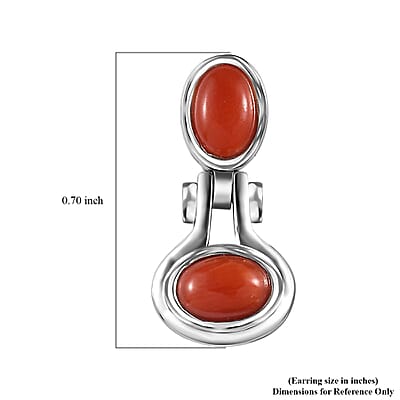 Mediterranean Coral and White Zircon Earrings in Platinum Over Sterling Silver 2.25 ctw