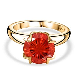 Lab Created Padparadscha Sapphire and White Zircon 6.04 ctw Ring in Vermeil Yellow Gold Over Sterling Silver (Size 10.0)