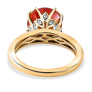 Lab Created Padparadscha Sapphire and White Zircon 6.04 ctw Ring in Vermeil Yellow Gold Over Sterling Silver (Size 10.0)