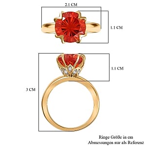 Lab Created Padparadscha Sapphire and White Zircon 6.04 ctw Ring in Vermeil Yellow Gold Over Sterling Silver (Size 10.0)