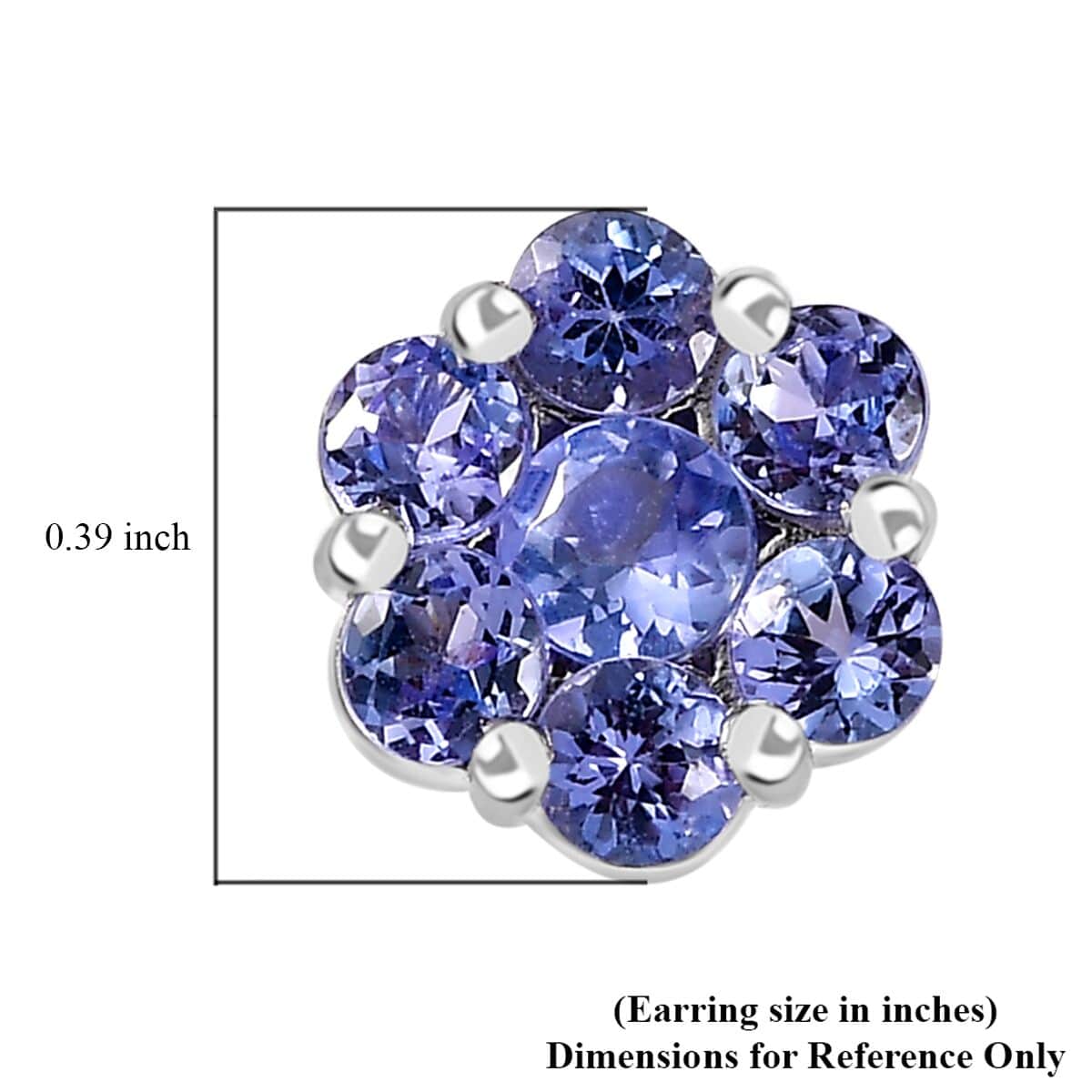 Tanzanite Floral Stud Earrings in Platinum Over Sterling Silver 1.75 ctw image number 4