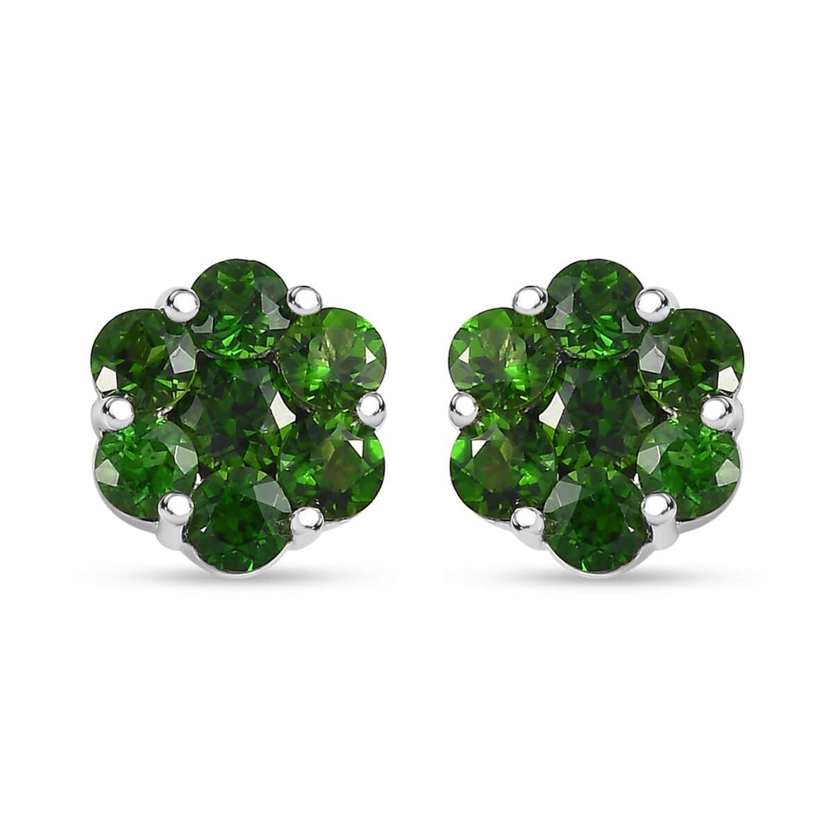 Chrome Diopside Floral Stud Earrings in Platinum Over Sterling Silver 2.00 ctw image number 0