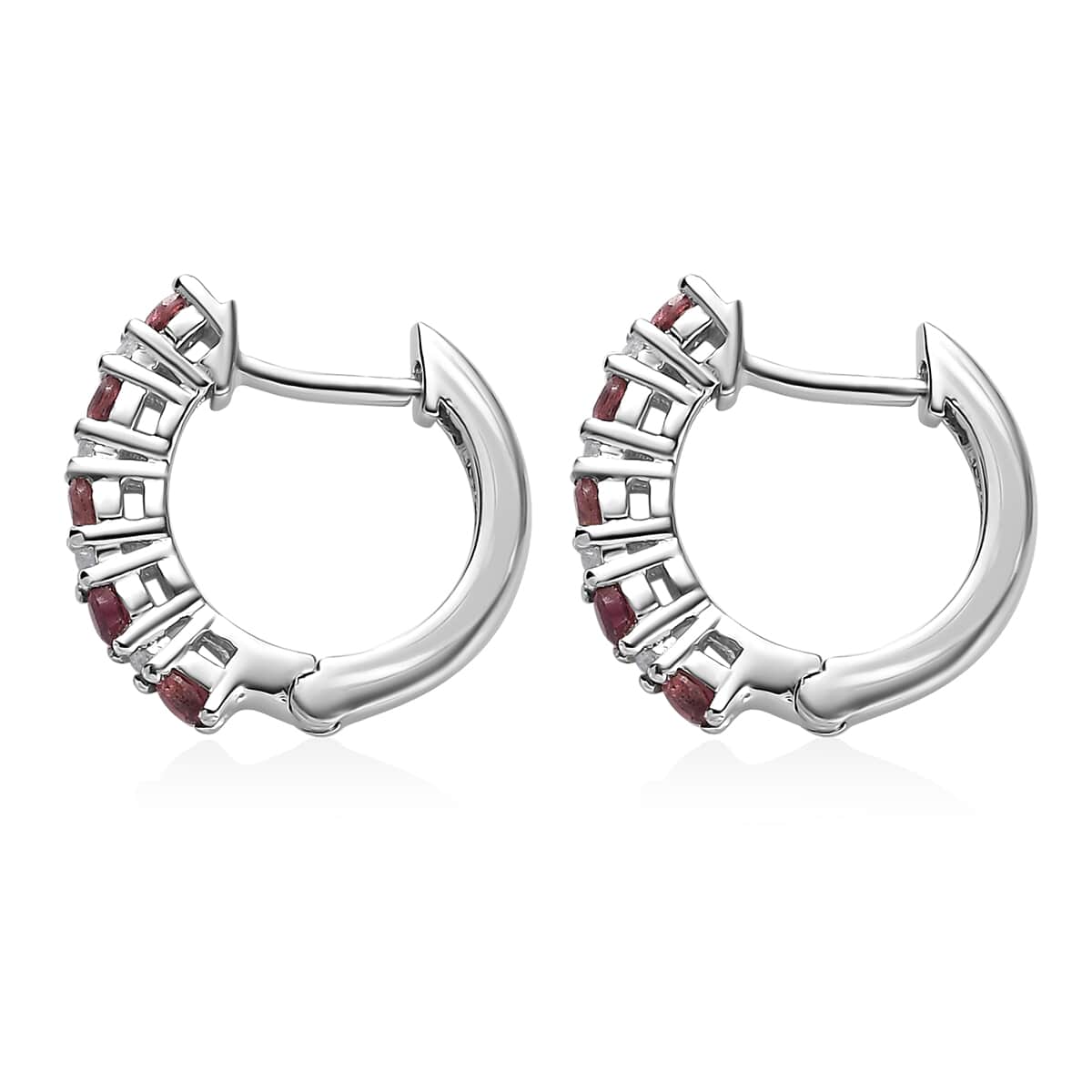 Ofiki Rubellite and White Zircon Hoop Earrings in Platinum Over Sterling Silver 0.50 ctw image number 3