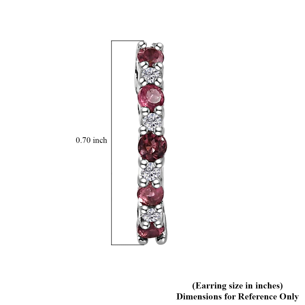 Ofiki Rubellite and White Zircon Hoop Earrings in Platinum Over Sterling Silver 0.50 ctw image number 4