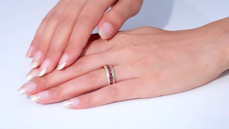 Ofiki Rubellite, White Zircon Ring in Vermeil YG Over Sterling Silver (Size 10.0) 1.50 ctw