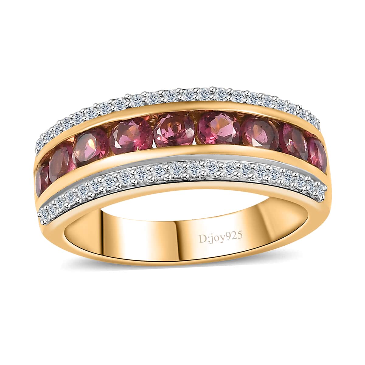 Ofiki Rubellite and White Zircon Ring in Vermeil Yellow Gold Over Sterling Silver (Size 7.0) 1.50 ctw image number 0