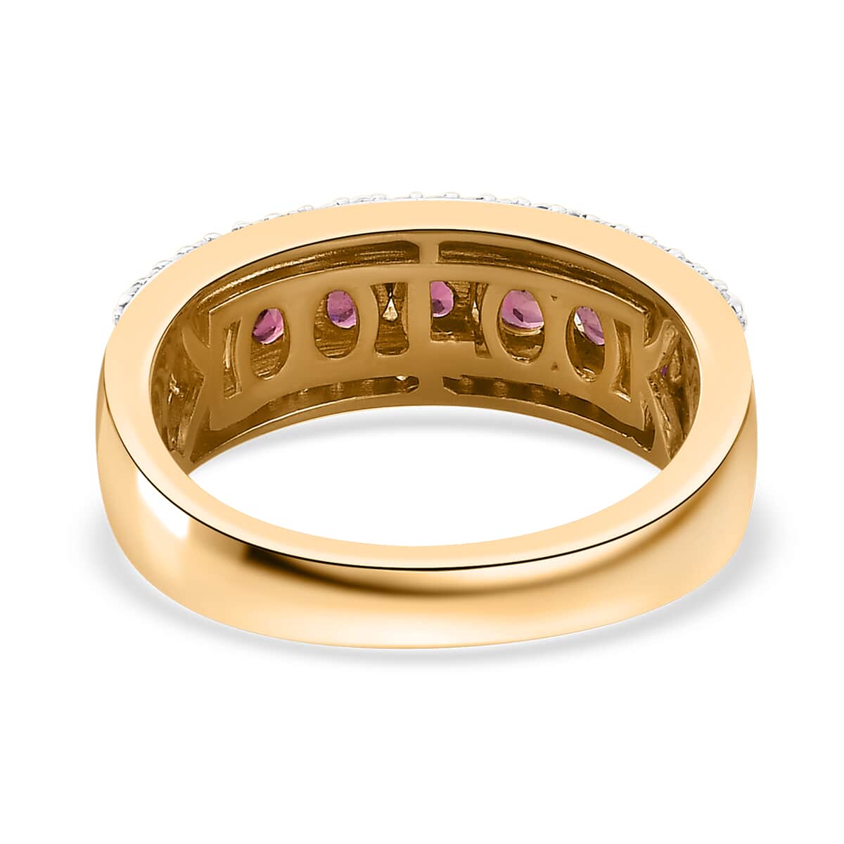 Ofiki Rubellite and White Zircon Ring in Vermeil Yellow Gold Over Sterling Silver (Size 7.0) 1.50 ctw image number 4